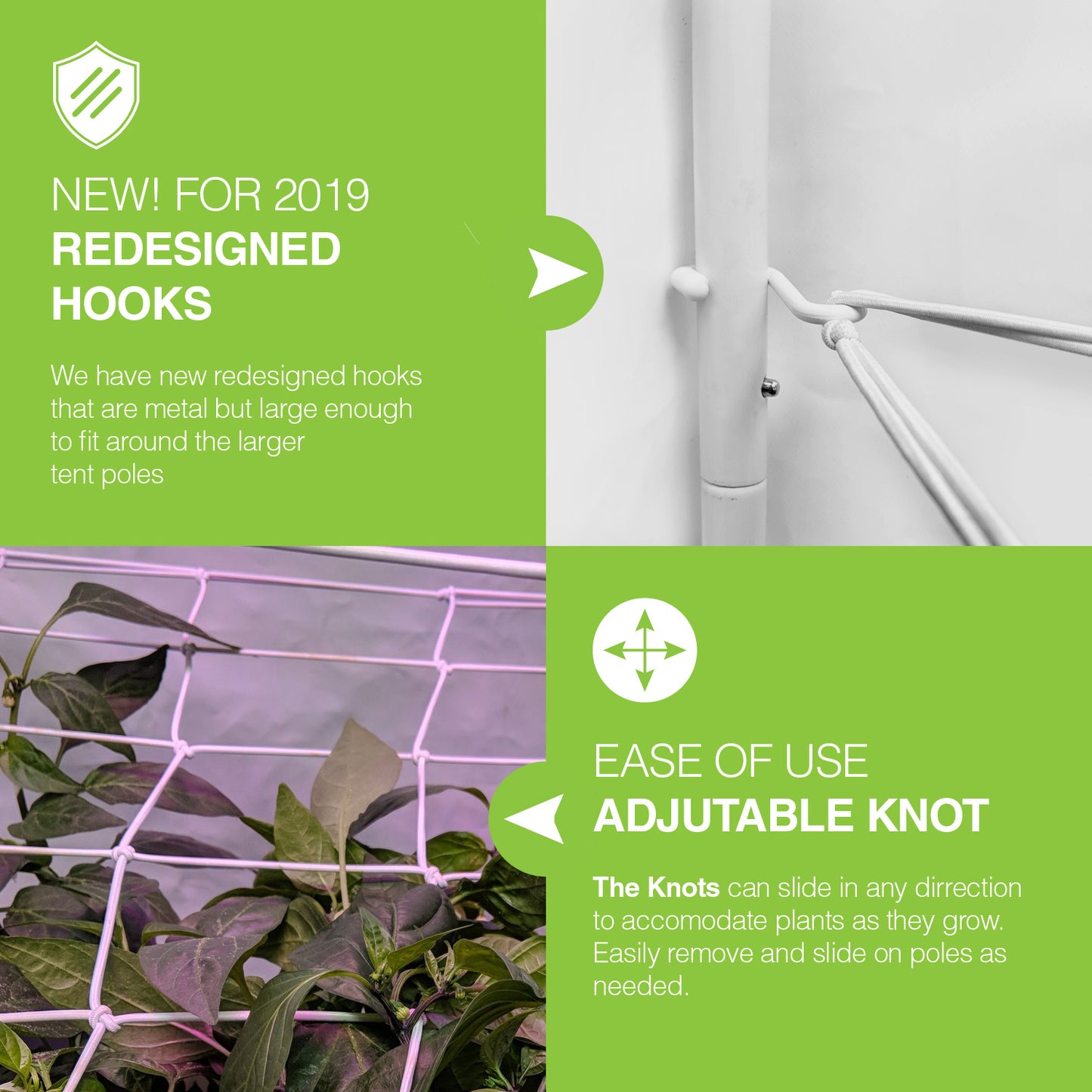Single 4" flexible trellis net for grow tents